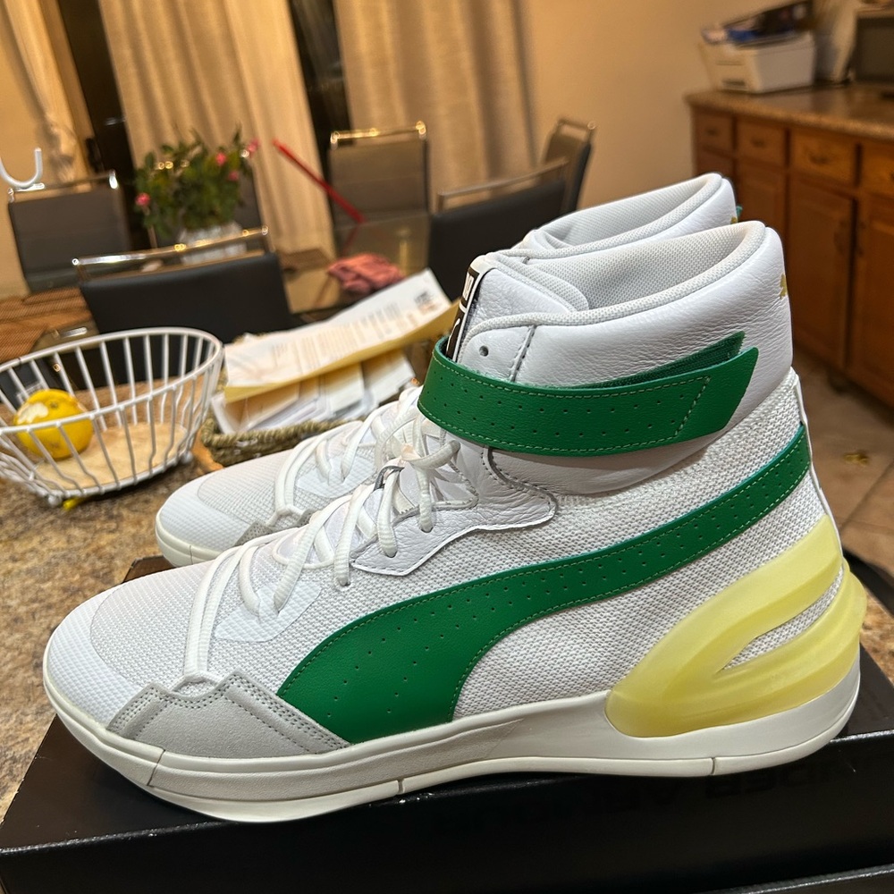 Puma Mens Sky Modern 194042-02 White Green Mid Top  Men’s Sz 16 Brand New No Box